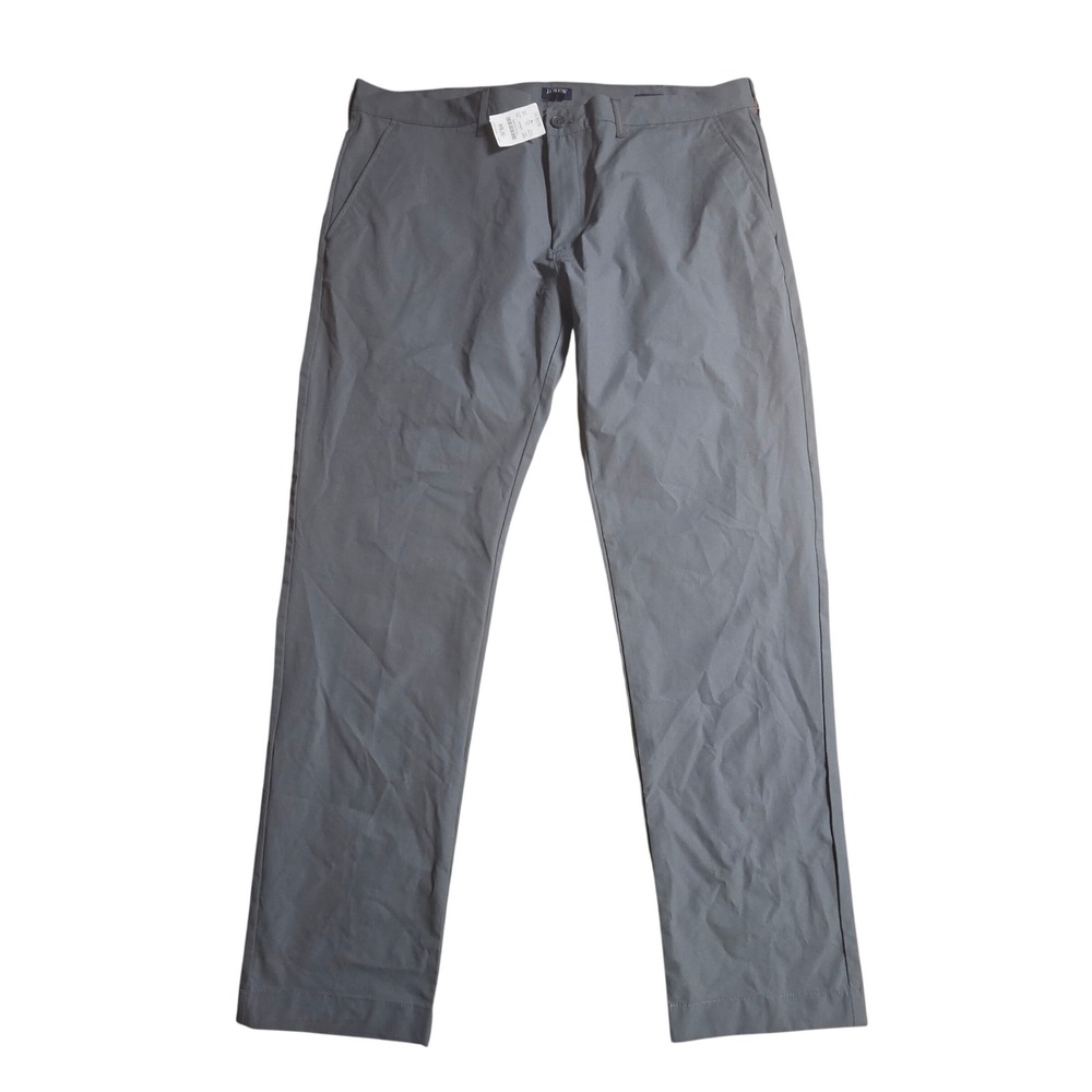 J.Crew Flex Slim Fit Chino Pants Mens 38x32 Flat Front Trousers AA712 Gray NWT